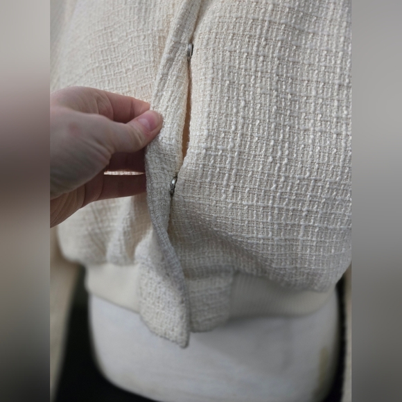 09. Jason Wu Tweed Cropped Bomber Jacket Cream - Picture 3 of 8